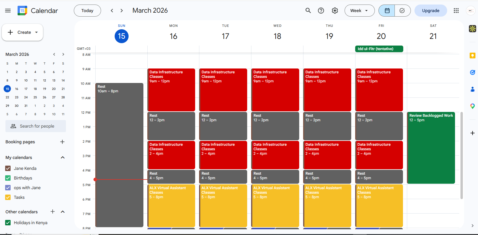 Calendar management example