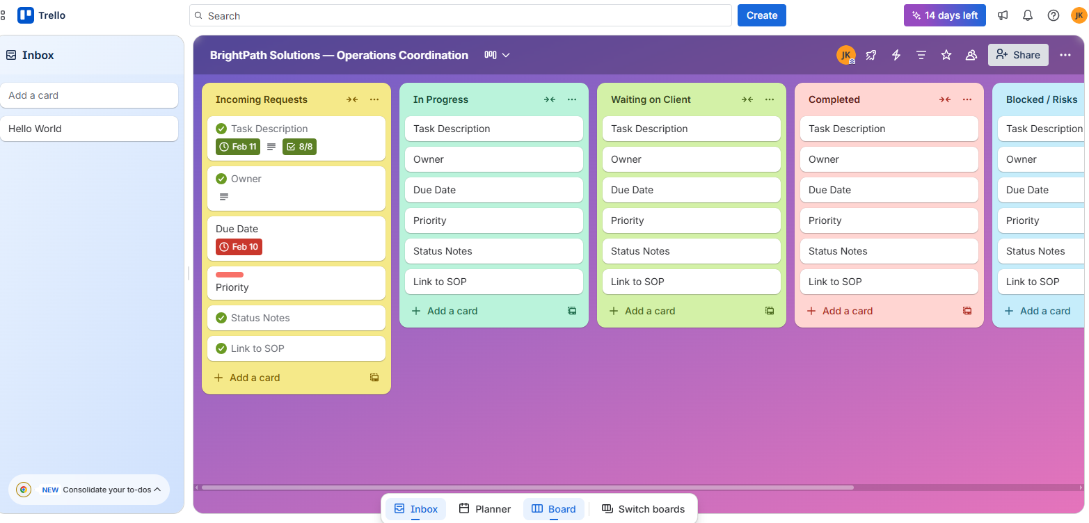 Trello board example